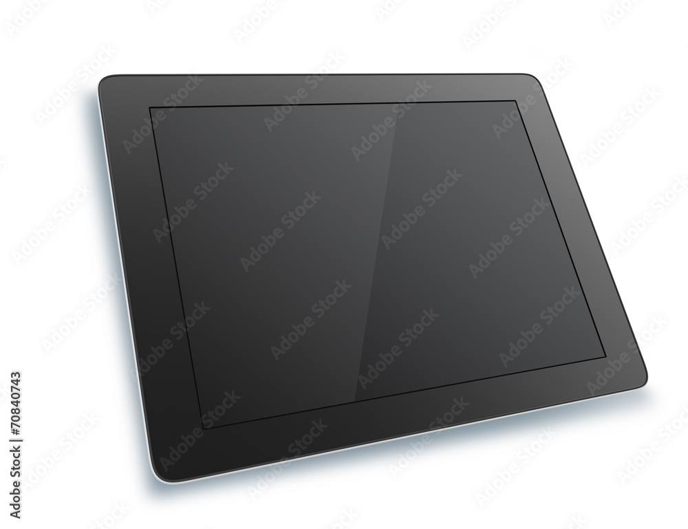 Black tablet with isolated on white background Black tablet with isolated on white background