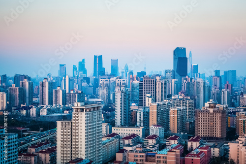 urban forest buildings at dusk