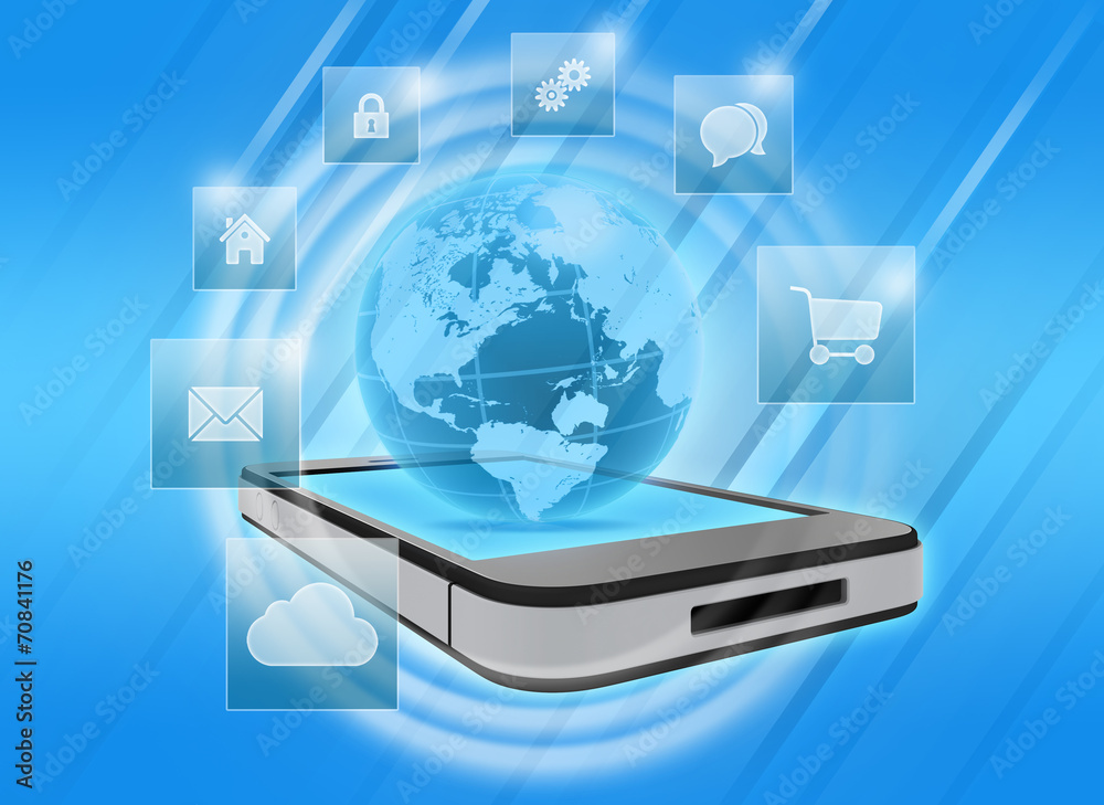 mobile phone with application icons mobile phone with application icons