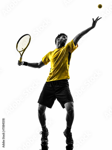 man tennis player at service serving silhouette © snaptitude