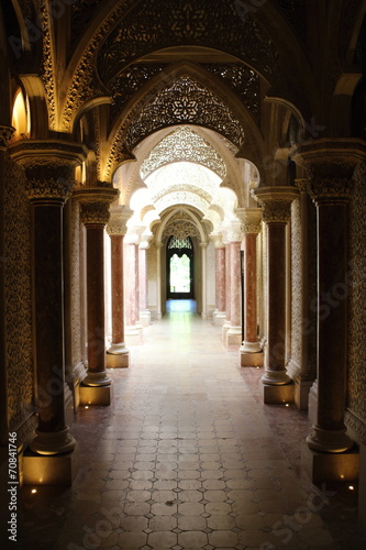 Passage in gothic revival interiors  Monserrate palace in Sintra
