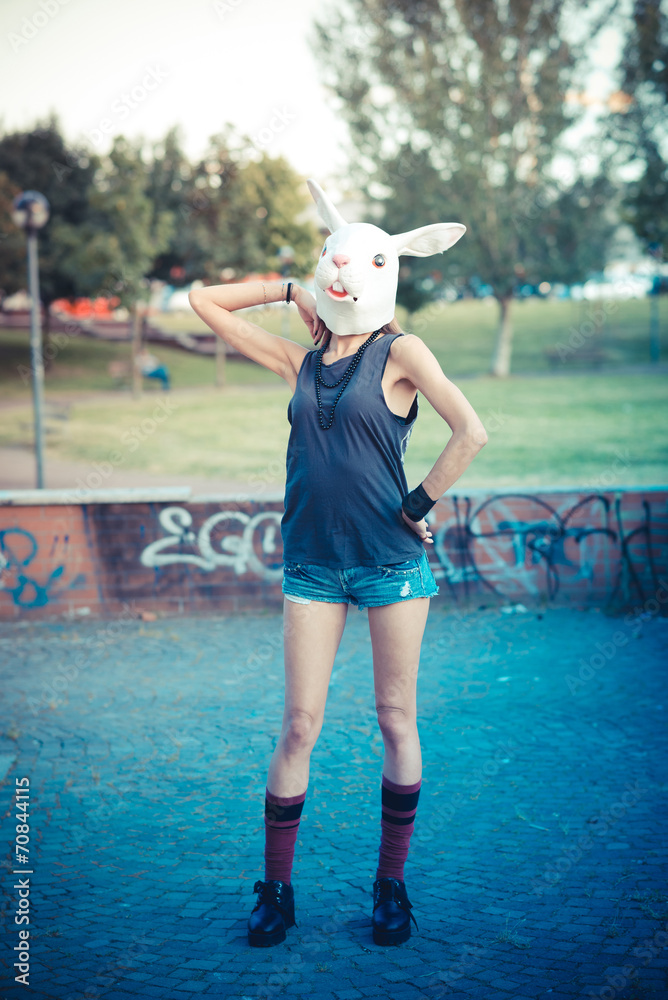 mask rabbit young beautiful model woman