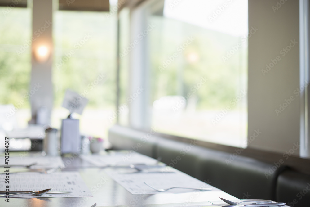 An empty table at a diner. An empty table at a diner.