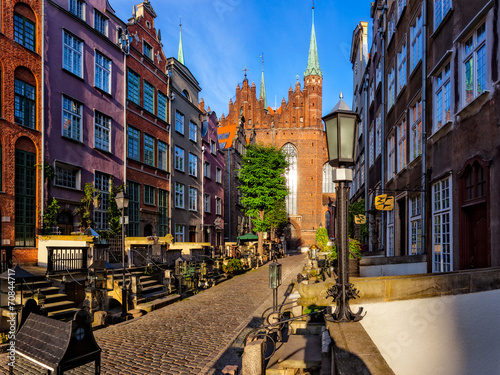 Mary's Street with the Basilica in Gdansk, Poland.