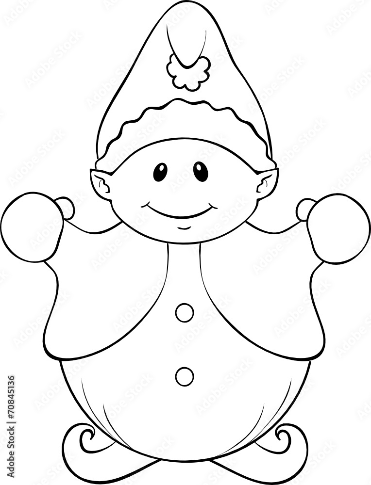 kleiner Weihnachtswichtel Ausmalbild Stock Vector | Adobe Stock