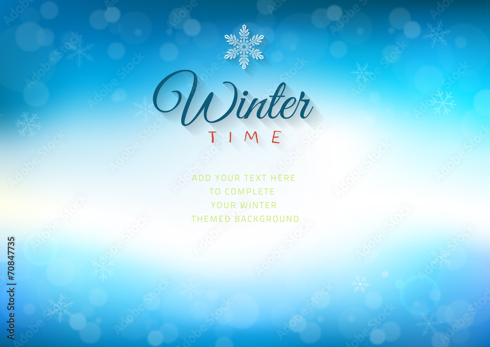 Winter time background with text - illustration.