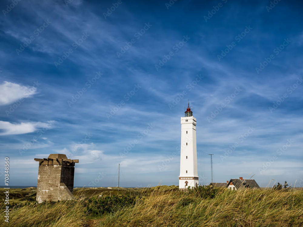 Lighthouse in Blaavand at the Dansih North Sea coast Lighthouse in Blaavand at the Dansih North Sea coast