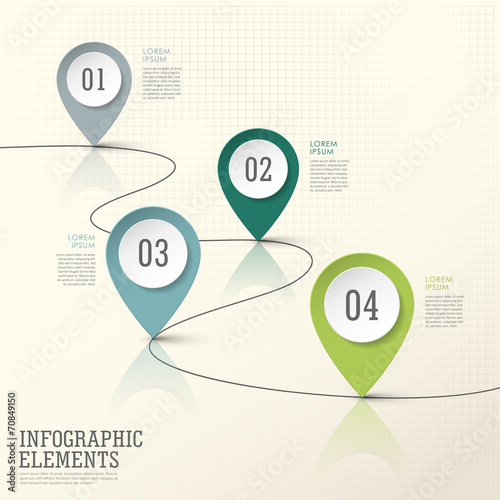 abstract modern paper location mark infographic elements