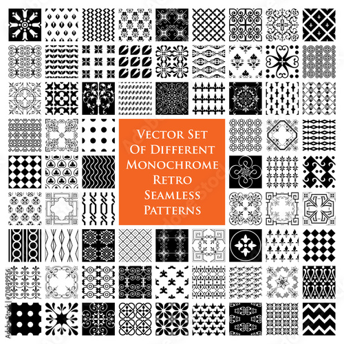 Monochrome retro seamless patterns