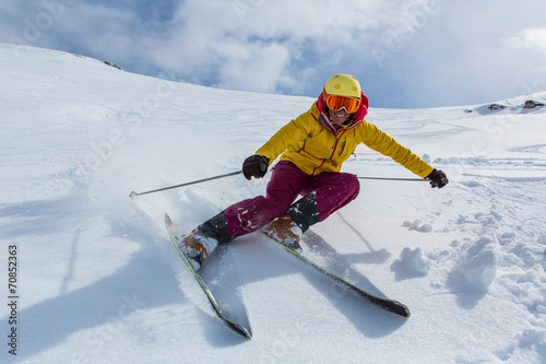Switzerland, Graubuenden, Obersaxen, female Skier