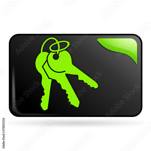 clefs sur bouton web rectangle vert