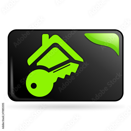 maison sous alarme sur bouton web rectangle vert