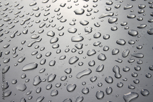 Raindrops on silver surface