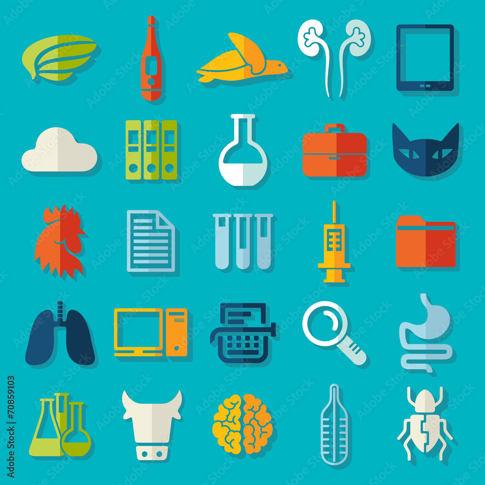Set of veterinary flat icons Set of veterinary flat icons