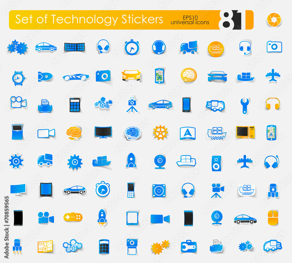 Set of technology stickers Set of technology stickers