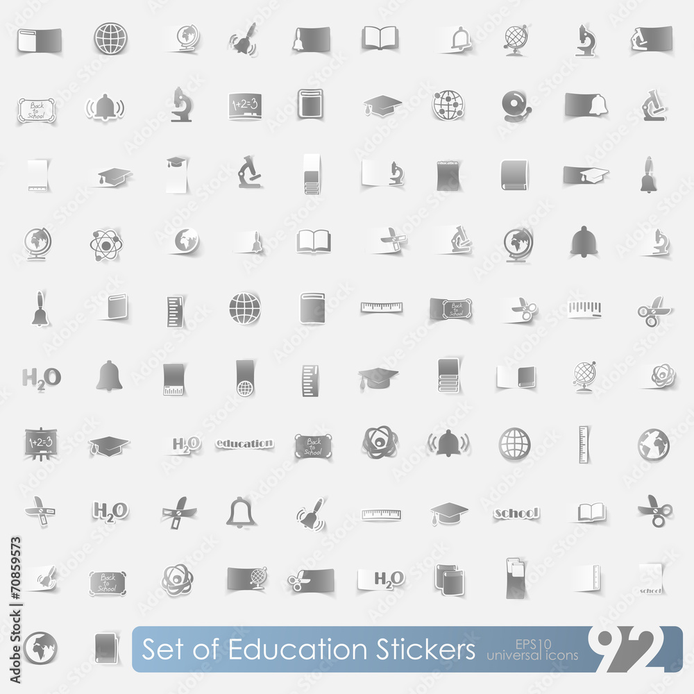 Set of education stickers