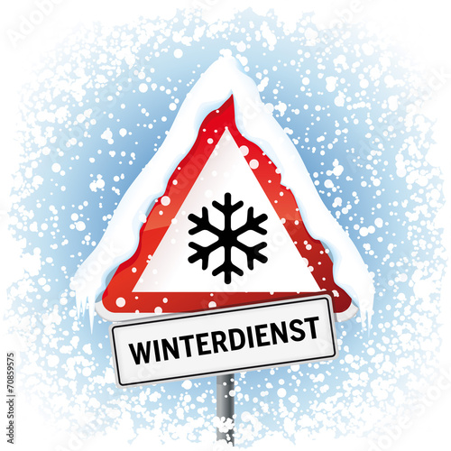 Schild Winterdienst mit viel Schnee