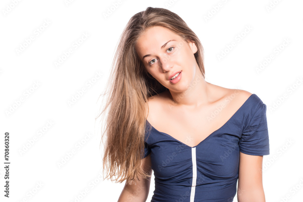 Attractive young woman posing on white isolated background Attractive young woman posing on white isolated background