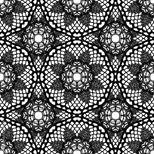 Lace black seamless mesh pattern.