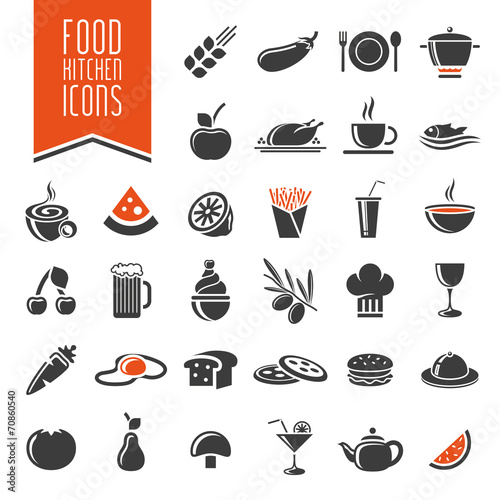 Kitchen and food icon set