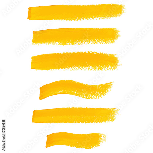 Yellow ink vector brush strokes
