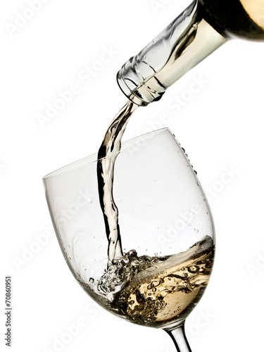 White wine flow in a glass