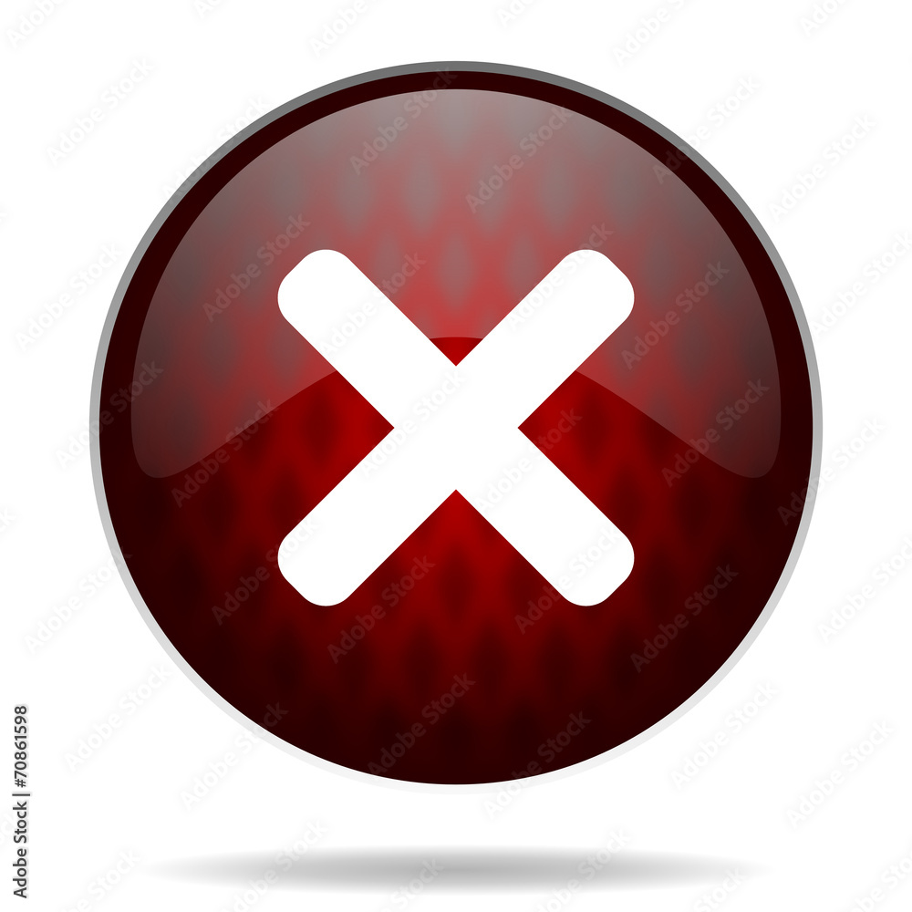 Obraz premium cancel red glossy web icon on white background.