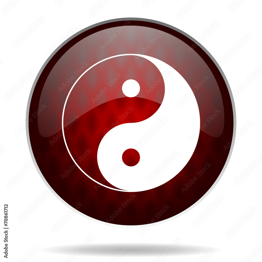 ying yang red glossy web icon on white background. ying yang red glossy web icon on white background.