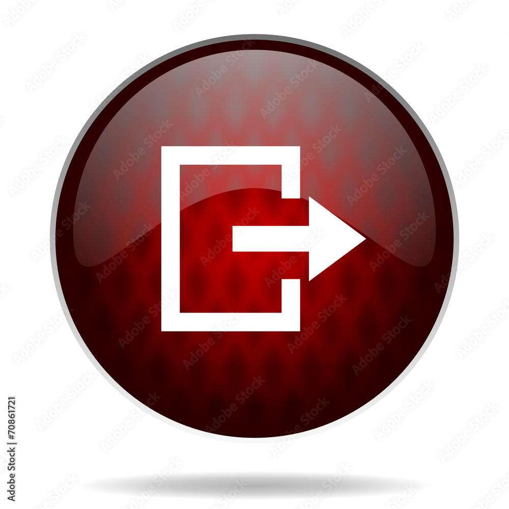 exit red glossy web icon on white background. exit red glossy web icon on white background.