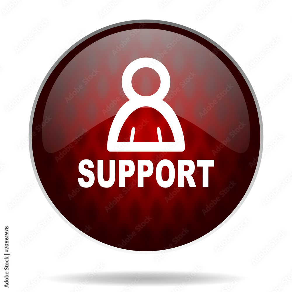 support red glossy web icon on white background. support red glossy web icon on white background.