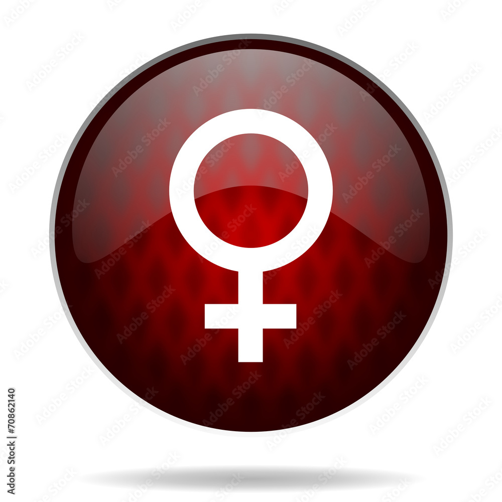 female gender red glossy web icon on white background. female gender red glossy web icon on white background.
