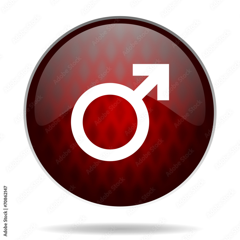 male gender red glossy web icon on white background. male gender red glossy web icon on white background.