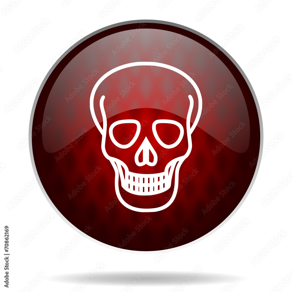 skull red glossy web icon on white background. skull red glossy web icon on white background.