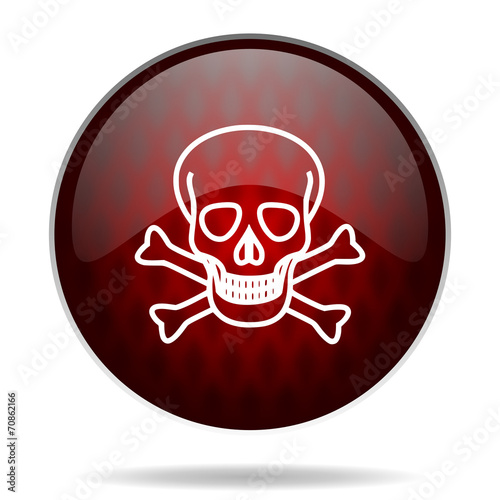 skull red glossy web icon on white background.