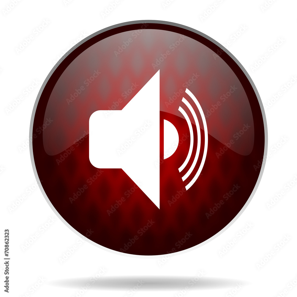volume red glossy web icon on white background.