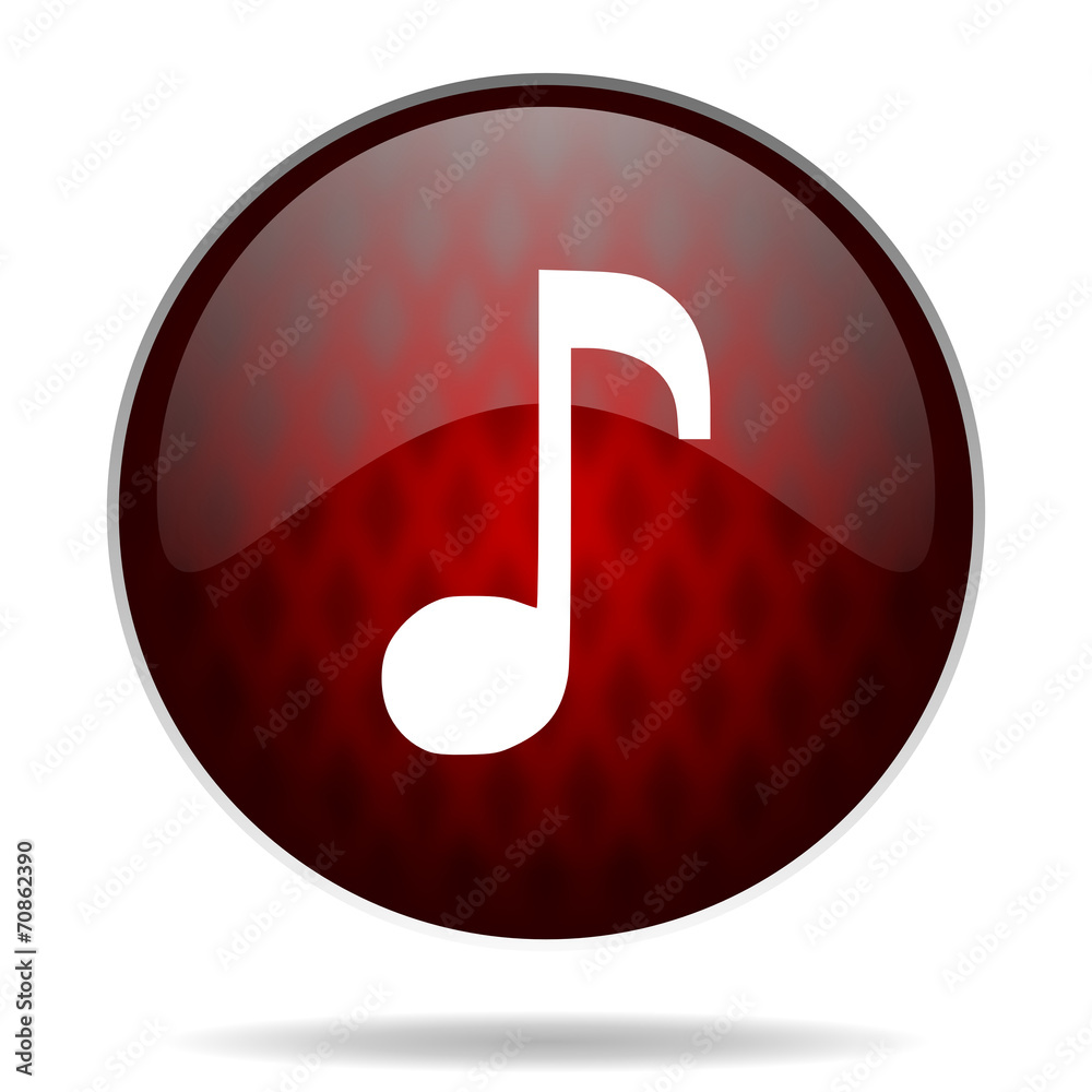music red glossy web icon on white background. music red glossy web icon on white background.