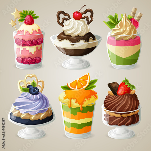 Sweets ice cream mousse dessert set