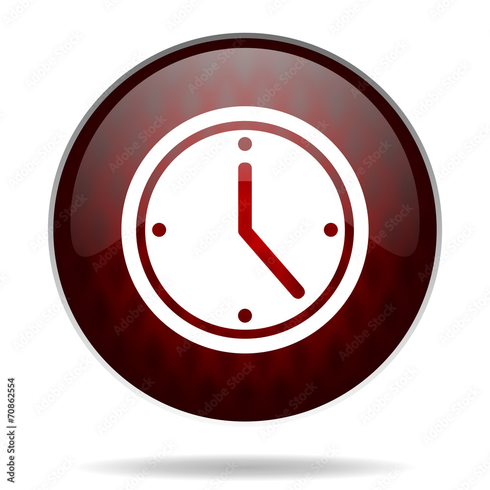 time red glossy web icon on white background. time red glossy web icon on white background.