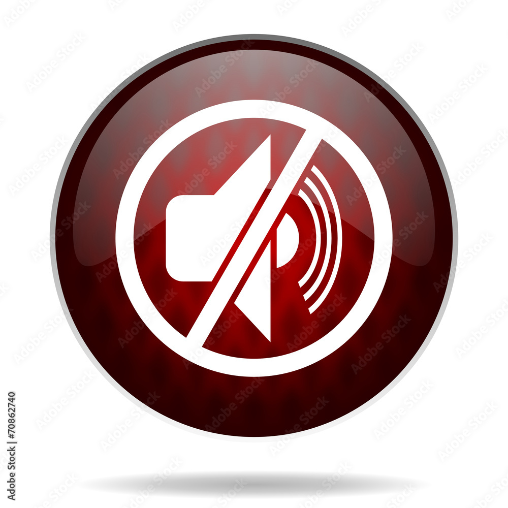 mute red glossy web icon on white background. mute red glossy web icon on white background.