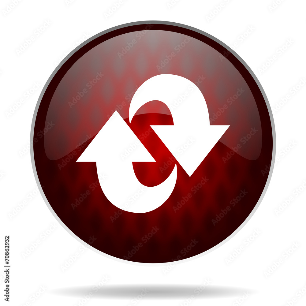 rotation red glossy web icon on white background. rotation red glossy web icon on white background.