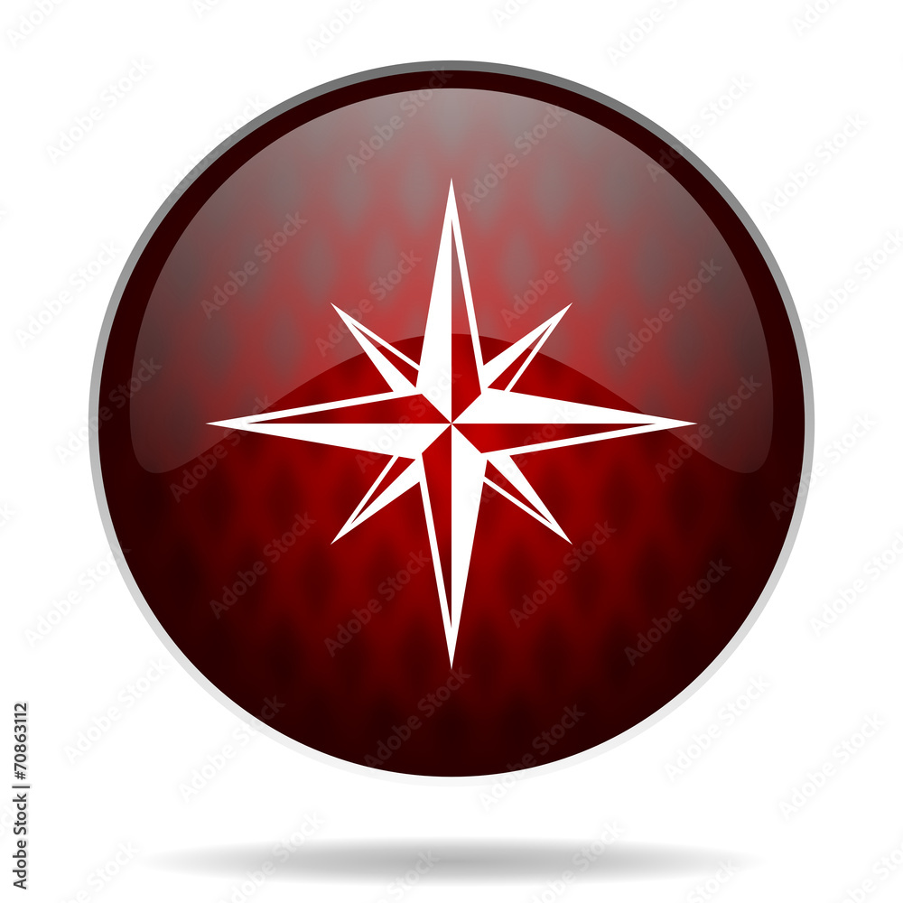 compass red glossy web icon on white background. compass red glossy web icon on white background.
