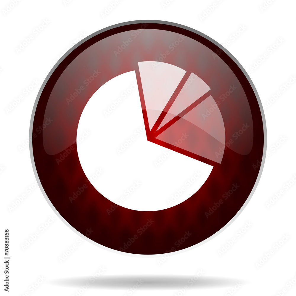 diagram red glossy web icon on white background.