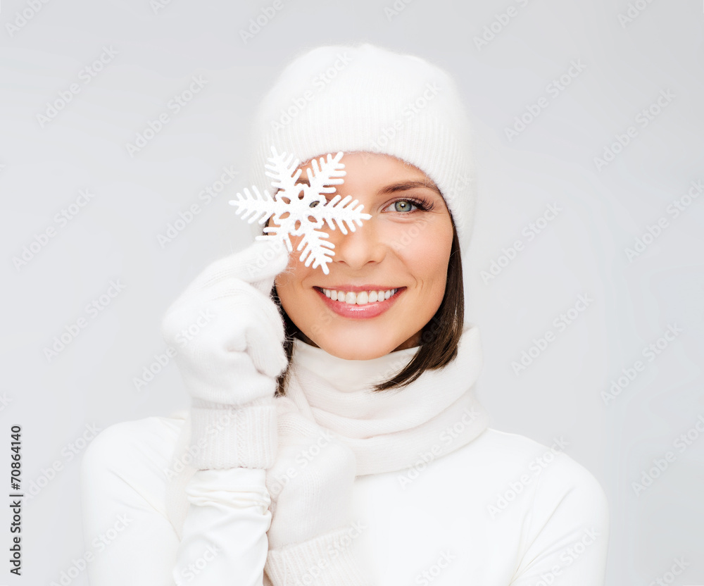 Obraz premium woman with big snowflake