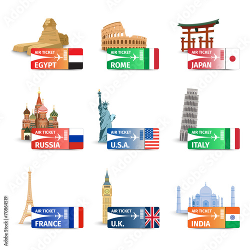 World landmarks ticket set