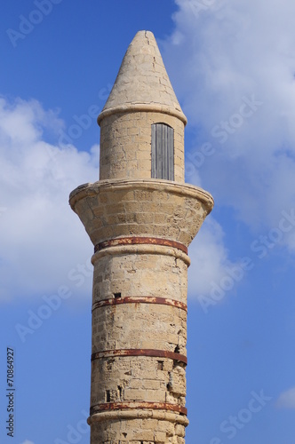 Old Beacon and Bosnian Mosque at ancient Ceasarea port photo