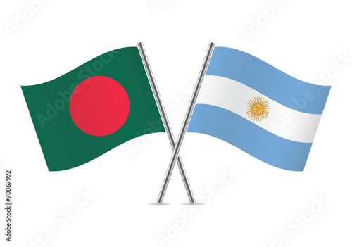 Bangladesh and Argentinian flags. Vector illustration.