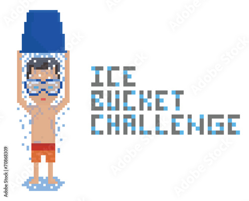 pixel art topless person making ice bucket challenge