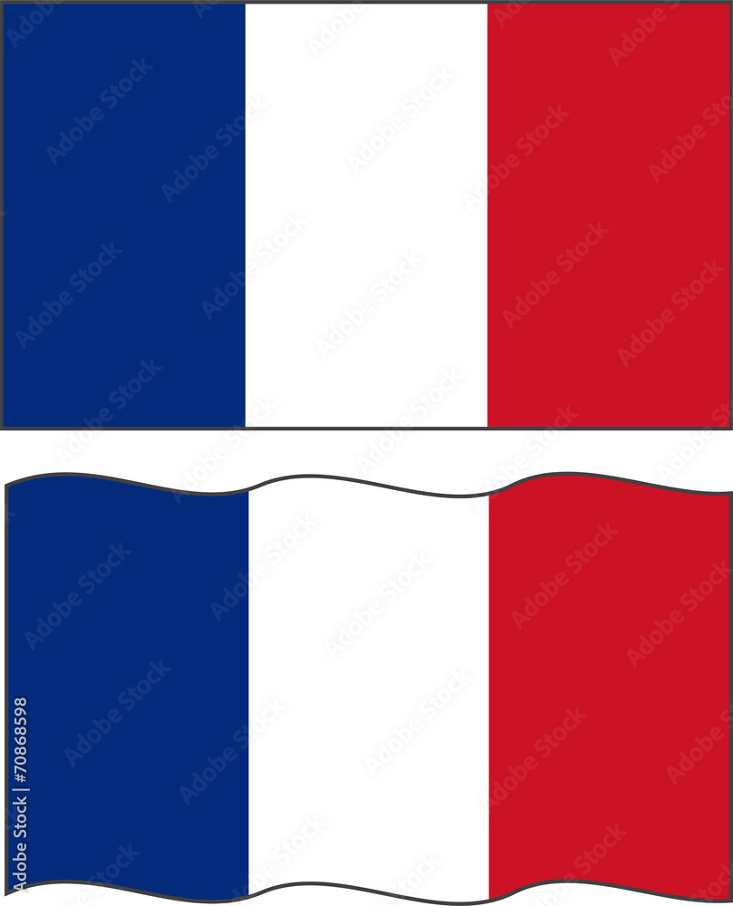 Flat and waving French Flag. Vector Flat and waving French Flag. Vector