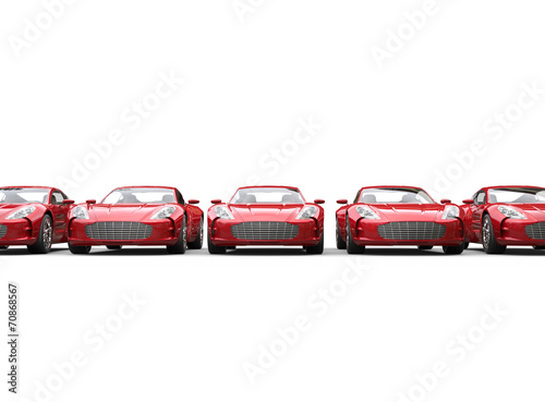 Red metallic cars on white background