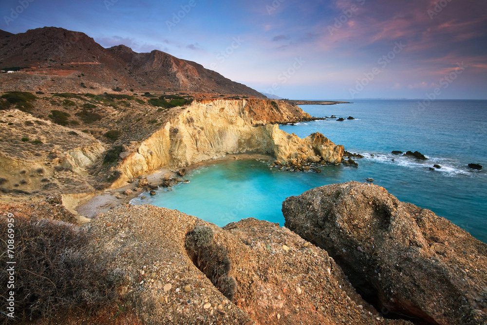 Scenic coast in southern Crete, Greece.